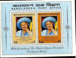 BANGLADESH 80TH BIRTHDAY OF QEII QUEEN MOTHER WOMAN 1980 SET OF 2 STAMPS ON M/S MINT SG? READ DESCRIPTION!! - Bangladesch