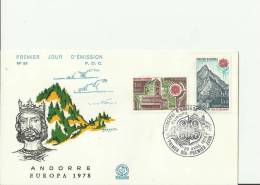 EUROPA CEPT ANDORRA -1978  FDC  W 2 STS FRENCH OFF OF 1.00-1.40 FR.F - MONUMENTS APRIL 29,1978 NUMBERED 99 - PERFECT - 1978