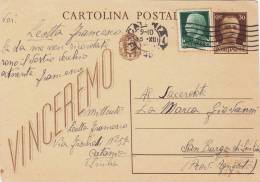 CATANIA  13.12.1944 /  BURGIO?  - Card_ Cartolina Postale Da Cent. 30 + 30 - Marcophilie