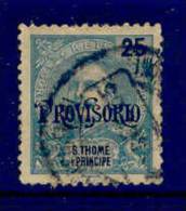 ! ! St. Thomas - 1903 D. Carlos OVP "Provisorio" 25 R - Af. 84 - Used - St. Thomas & Prince