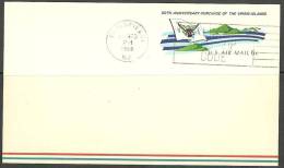 USA Stationary Card Ganzsache Air Mail Flugpost Virgin Islands 50th Anniversary Of Purchase 1968 O - 1961-80