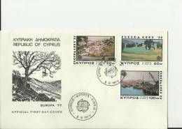 EUROPA CEPT 1977 -CYPRUS FDC - TOURISM VIEWS    W 3 STAMPS  OF20-60-120 M MAY 5, -RE 030 - 1977