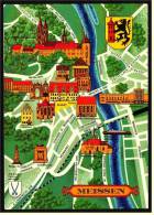 Meissen  -  Stadtkarte Mit Sehenswürdigkeiten  -  Ansichtskarte - Ca. 1986   (1273) - Meissen