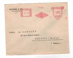 Pays Bas : EMA, Sur Enveloppe Avec Entête « Worms & Cie »  De 1930, De Rotterdam Pour La France, Avec Cachet D’Arrivée - Macchine Per Obliterare (EMA)