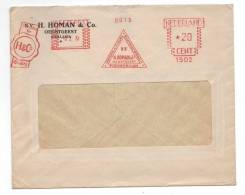 Pays Bas : EMA, Sur Enveloppe à Fenêtre Avec Entête « Homan & Co »  De 1951, De Oegstgeest Pour La France, - Franking Machines (EMA)