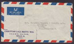 India Airmail CHHUTTAN LALL MATU MAL Chawri Bazar Delhi-6 1952? Cover To GÖTEBORG Sweden Backside Franking (2 Scans) - Storia Postale