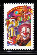 Canada MNH Scott #1757i 45c Clown With Animal Acts - Single From Souvenir Sheet - Ongebruikt