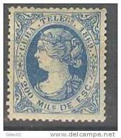 CUTGF4-L2905.CUBA ESPAÑOLA.Isabel Ll.TELEGRAFOS .1869(Ed 4*) Con Charnela.MUY BONITO - Kuba (1874-1898)