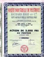 Société Industrielle De Plastiques Action De 2500 Francs De 1955 - Industry