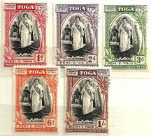 TONGA BRITISH SET OF 5  25 YEARS OF QUEEN SALOTE  1P-1/- MHD 1943 SG? READ DESCRIPTION !! - Tonga (1970-...)