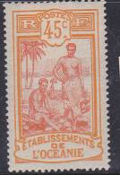 OCÉANIE  N° 32  45C ORANGE ET ROUGE TAHITIEN NEUF AVEC CHARNIERE - Altri & Non Classificati