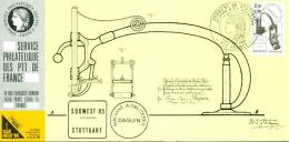 011 Carte Officielle Exposition Internationale Exhibition Sindelfingen 1985 France Journée Du Timbre Machine Daguin - Briefmarkenausstellungen