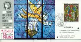 012 Carte Officielle Exposition Internationale Exhibition Mainz 1985 France Marc Chagall Art Cathédrale De Strasbourg - Religion