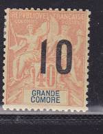 GRANDE COMORE N° 26 10 S 40 ROUGE ORANGE TYPE ALLÉGORIQUE NEUF AVEC CHARNIÈRE - Other & Unclassified