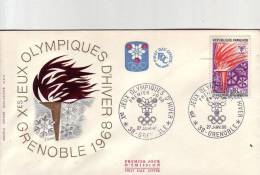 Premier Jour D'émission FDC Xème JO D'hiver GRENOBLE La Flamme 27 Janvier 1968 - Inverno1968: Grenoble