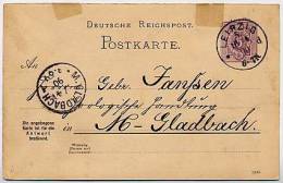 DR  P19F Postkarte  Leipzig-Mönchengladbach 1890  Kat. 4,50 € - Cartoline