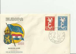EUROPA CEPT 1958 NETHERLANDS - FDC  EDITION FIDACOS MULHEIM - RUHR W 2 STS 0F 12 - 30 AMSTERDAMSEP 13 NED EU 100 - 1958