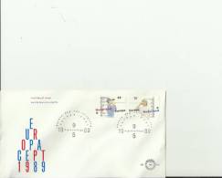 EUROPA CEPT 1989 NETHERLANDS - FDC -  W 2 STAMPS OF 55-75 Cents GRAVENHAGE  MAY 9 NED EU119 - 1989