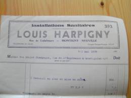 Fac Louis Harpigny Instalaltions Sanitaires Montignies-Neuville 1938 Montigny-Neuville - 1900 – 1949