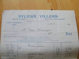 Fac Facture Sylvain Villers Tissus Montigny-Neuville Montignies-sur-Sambre 1920 - 1900 – 1949