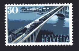 Svizzera * -X- 1947 - Centenario Delle Ferrovie Elvetiche.  30 C. Spezzatura. Zum. 280 - Nuovi