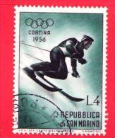 SAN MARINO - 1955 - Usato - VII Giochi Olimpici Invernali, A Cortina D´Ampezzo - 4 L. • Discesa Libera - Gebraucht