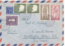 Germany Air Mail Cover Sent To USA Hannover 10-3-1956 (very Good Stamped With Stamps On Front And Backside Of The Cover) - Covers & Documents