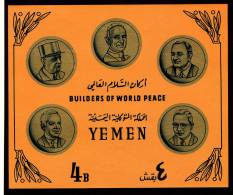 YEMEN World Peace 2X Mini Sheets Bl. 29 & 30 IMPERF BUILDERS Of World Peace KENNEDY, CHURCHILL , Nehru,  Pope,  MNH - Kennedy (John F.)