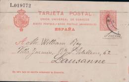 Entier Postal Espagne, Barcelona-Lausanne CH (19772) - 1850-1931