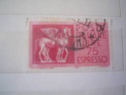 ITALIA REPUBBLICA  - USATO - 1958  - ESPRESSI - CAVALLI ALATI - CARTA NORMALE - £ 75 - Poste Exprèsse/pneumatique