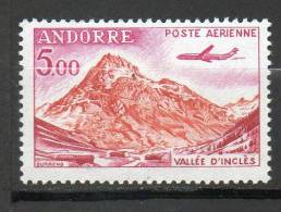 ANDORRE P Aérienne 5,00f Lilas Brun Orange Carmin 1961-64 N°7 - Poste Aérienne