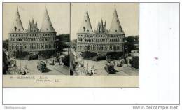 ALLEMAGNE LUBECK LUEBBECKE  VIEILLE PORTE TRAMWAYS LL N ° 23 ANIMATION TOP CARTE SEREO 1900 §§§§§§§§§§§§§ - Lübbecke