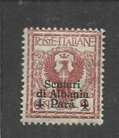 LEVANTE SCUTARI D´ALBANIA 1915 SOPRASTAMPATO D'ITALIA ITALY OVERPRINTED 4 PA SU 2 C MNH - Europa- Und Asienämter