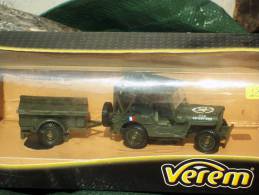 VEREM -  JEEP U.S.A.  + RIMORCHIO AVEC SA  BOITE  Scala 1/43 - Verem