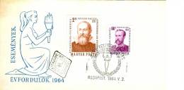 HUNGARY - 1964.FDC - Writer Imre Madách And Galileo Galilei(astrology) Mi:2022,2023 - Esploratori