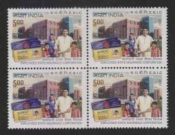 India 2012  EMPLOYEES STATE INSURANCE CORPORATION  Block Of 4 #  36266  S  Indien Inde - Unused Stamps