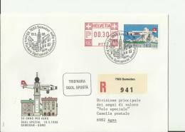 SWITZERLAND PRO AERO 1988- FDC 50 YEARS PRO-AERO - 50 YEARS 1ST FLIGHT SAMEDAN-AGNO  REGISTERED MAY  19, 1988 RE SW 8/1 - Lettres & Documents