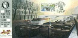 068 Carte Officielle Exposition Internationale Exhibition Genève 1990 France FDC Canal Briare Bateau Ship Boat Pont - Bridges