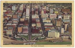 GATEWAY To DALLAS TX~TRIPLE UNDERPASS AERIAL VIEW~c1940s Vintage TEXAS Postcard  [s4139] - Dallas