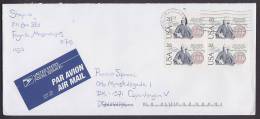 United States Airmail Par Avion Label MIDDLESEX  Essex (MASS.) 2001 Cover 4-Block Treaty Of Amity Franklin Coin Münze - 3c. 1961-... Covers