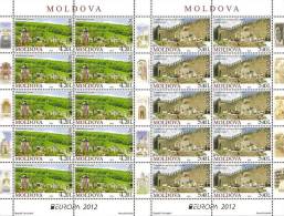 MOLDAVIA / MOLDOVA--  EUROPA 2012 -TEMA ANUAL " VISITE MOLDOVA".- SERIE De 2 V.  En DOS HOJAS BLOQUE De 10 Cada Una - 2012