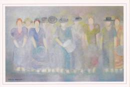 "La Tribu", Peinture à L´huile D´Annie Rouillot, 1990. - Silhouettes