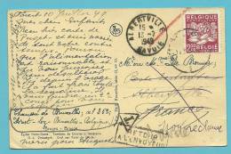 769 Op Kaart Naar Poste Restante /  ALBERTVILLE (France) , Met Stempel RETOUR A L'ENVOYEUR   (VK) - 1948 Exportation