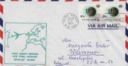 ONU ~ 1971   Enveloppe 1° Vol Aerien Pan Am   New York Varsovie - Lettres & Documents