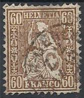 1862 SVIZZERA USATO STRUBEL CARTA BIANCA 60 CENT - SZ002 - Used Stamps