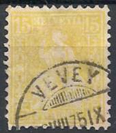 1867-78 SVIZZERA USATO STRUBEL CARTA BIANCA 15 C - SZ002 - Oblitérés