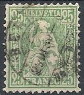 1867-78 SVIZZERA USATO STRUBEL CARTA BIANCA 25 C - SZ002 - Oblitérés