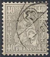 1867-78 SVIZZERA USATO STRUBEL CARTA BIANCA 40 C - SZ003 - Oblitérés