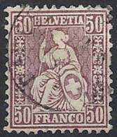 1867-78 SVIZZERA USATO STRUBEL CARTA BIANCA 50 C - SZ003 - Usati