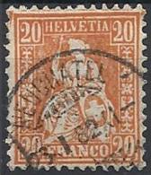 1881 SVIZZERA USATO STRUBEL CARTA BIANCA 20 C - SZ003 - Used Stamps